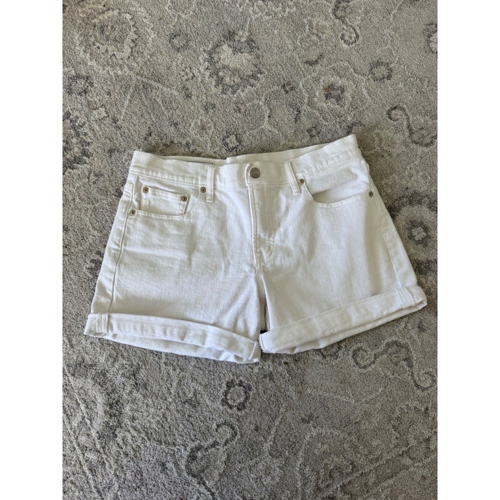 Gap‎ Denim White 5" Girlfriend Shorts Mid Rise Cuffed Size 28 6P Womens